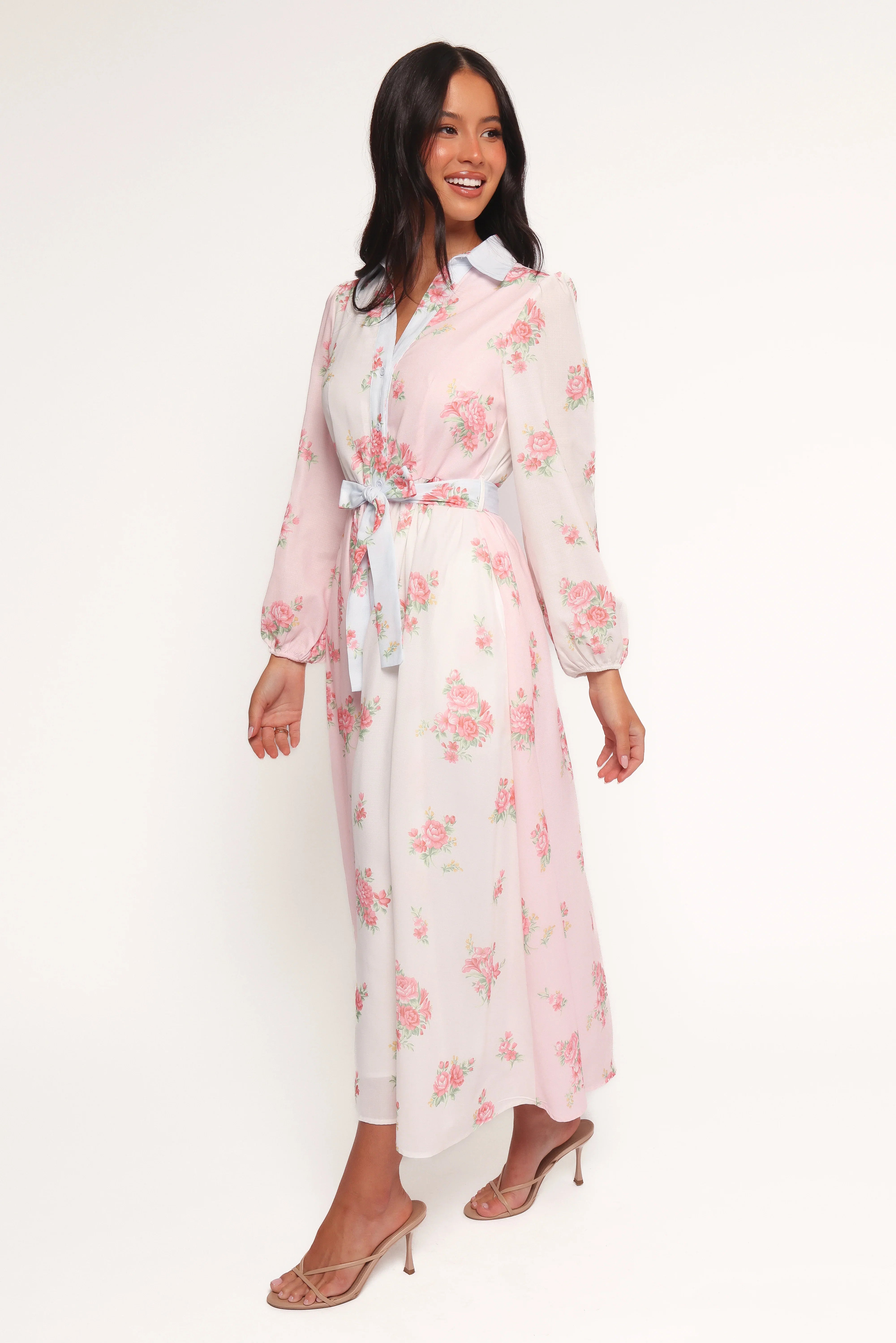 Juni Button Up Maxi Dress Floral