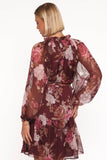 Hensely Mini Dress Burgundy Brandy Bloom