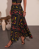Sunkissed Meadow Floral Print Midi Skirt