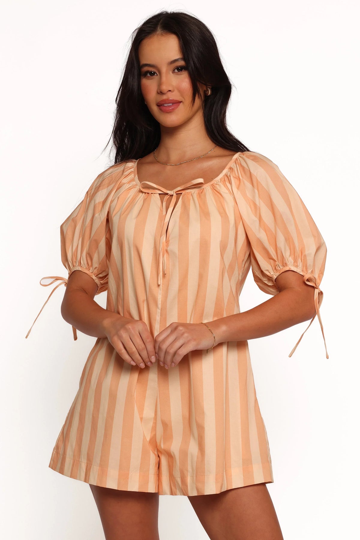 Carina Striped Romper Terracotta Stripe