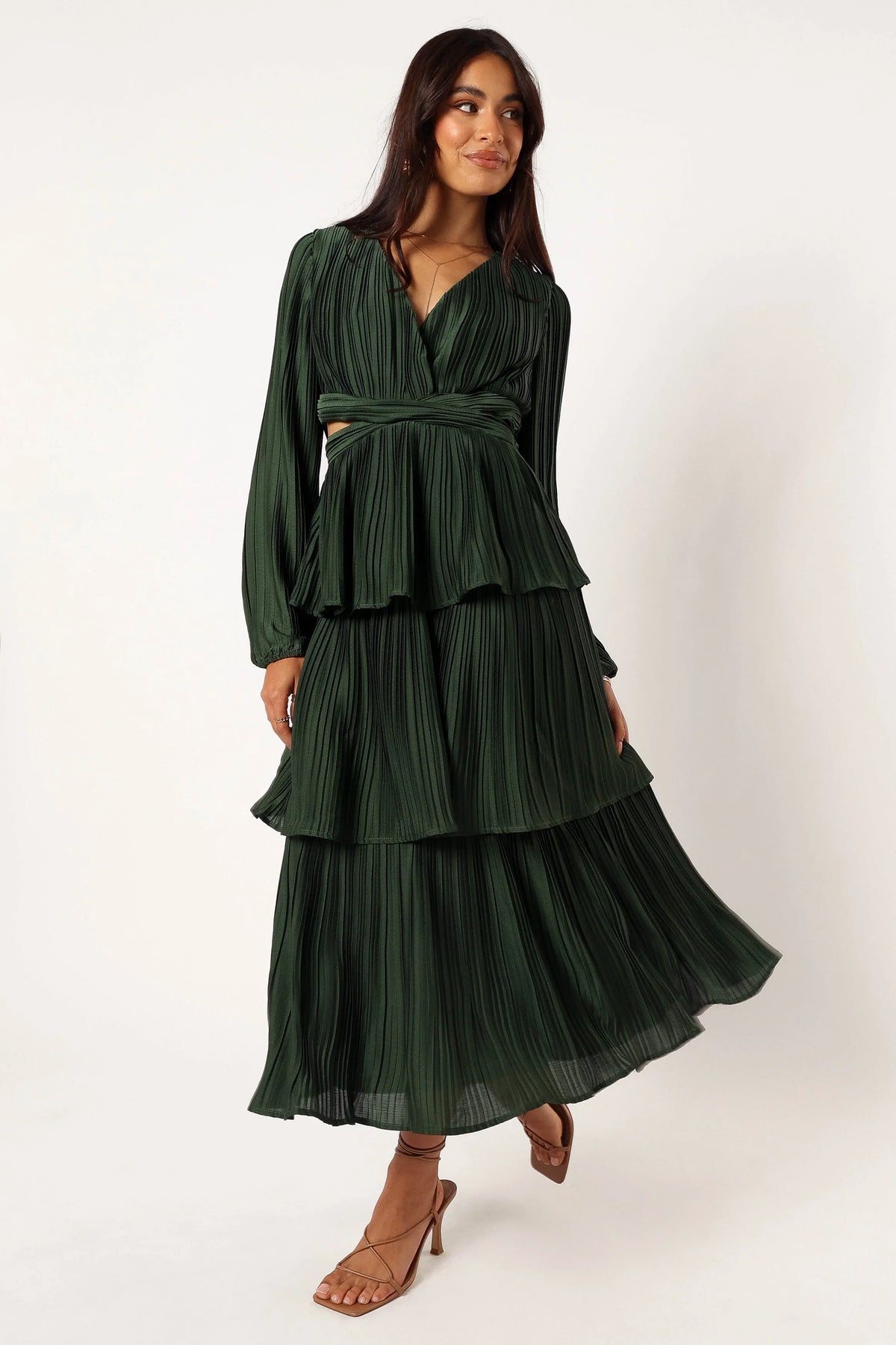Pippa Long Sleeve Midi Dress Emerald