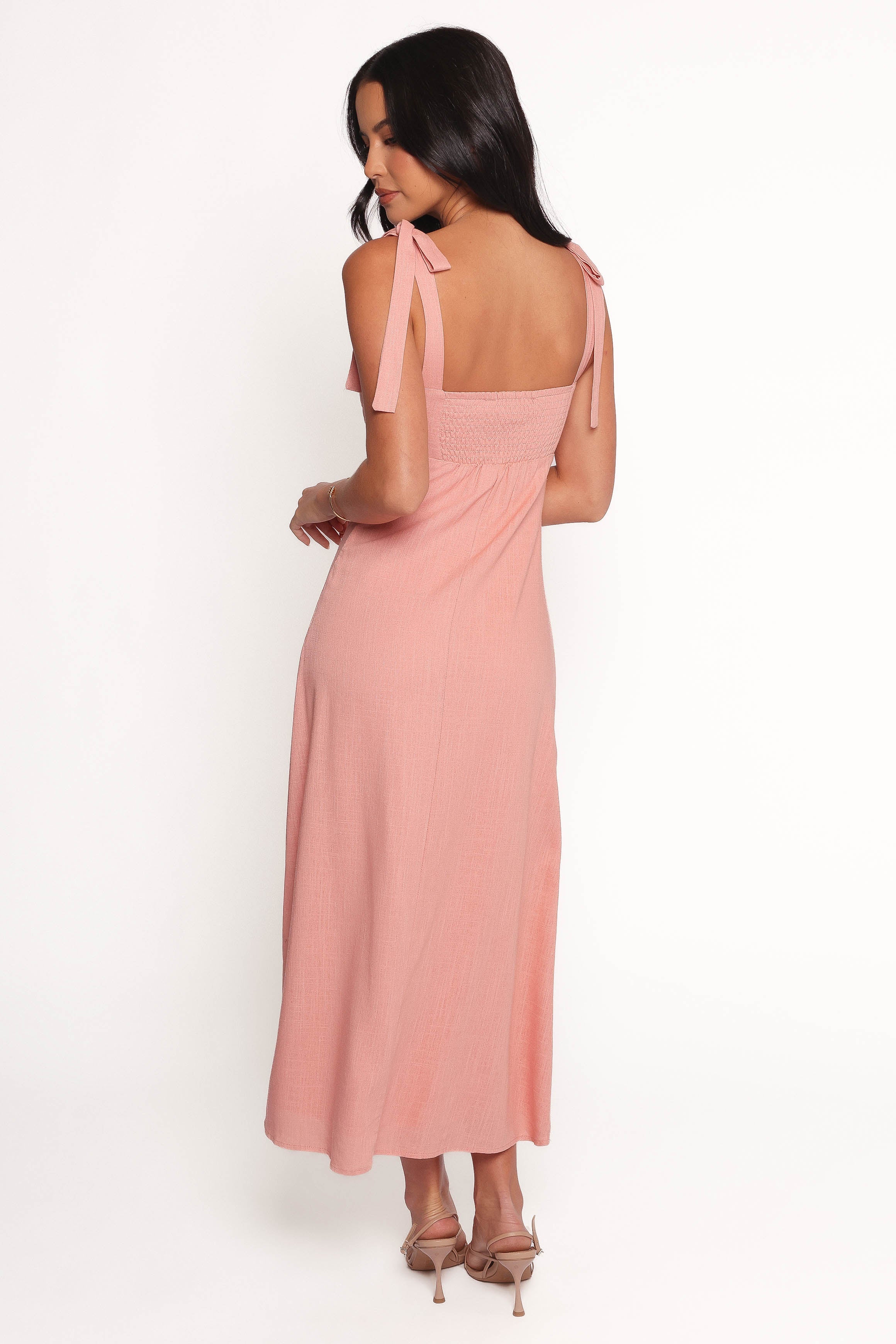 Patterson Tie Shoulder Midi Dress Blush