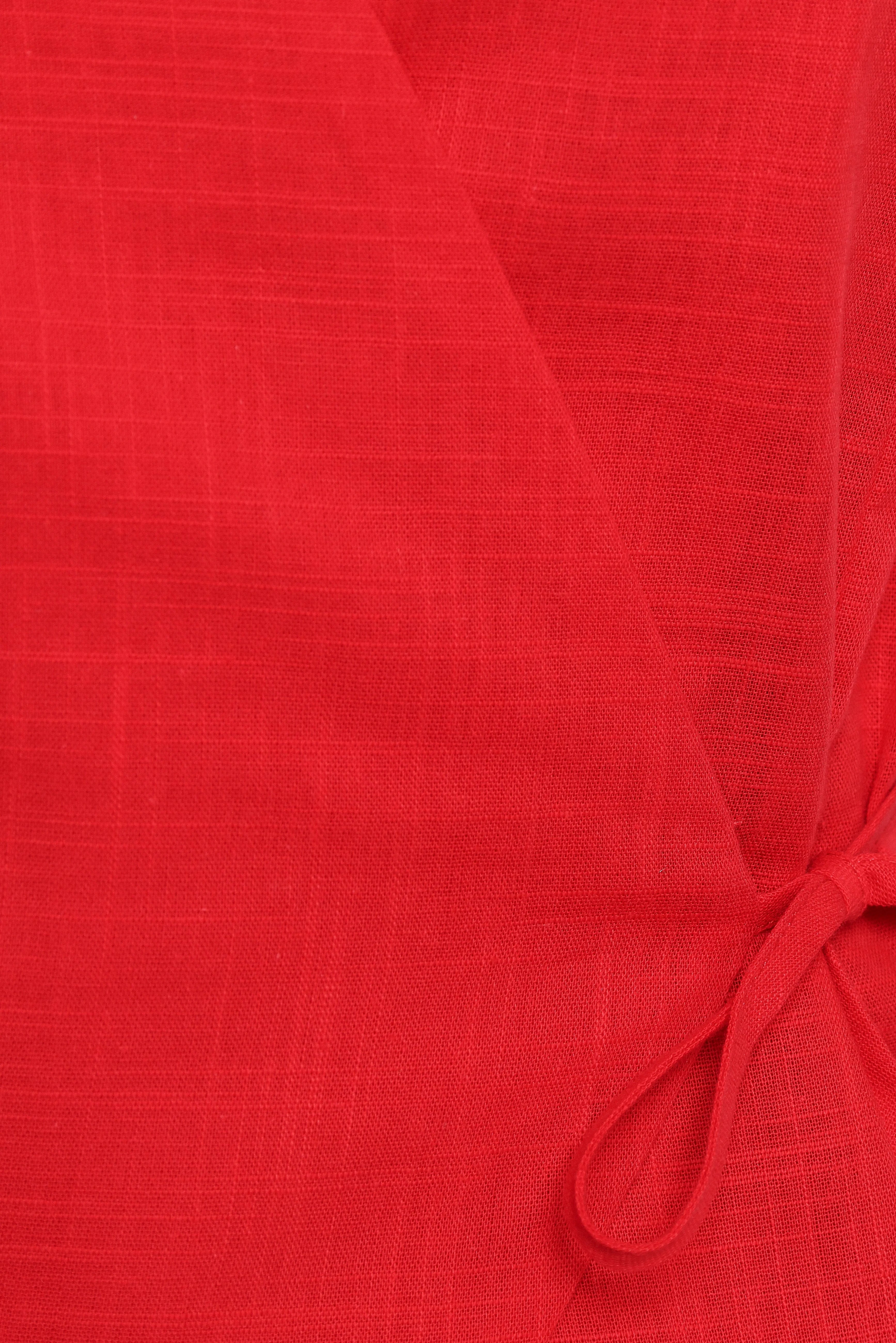 Vanni Wrap Front Linen Top Red