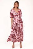 Shanae Maxi Dress Pink Brown Paisley