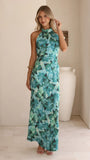 Oralia Maxi Dress Dark Green Floral