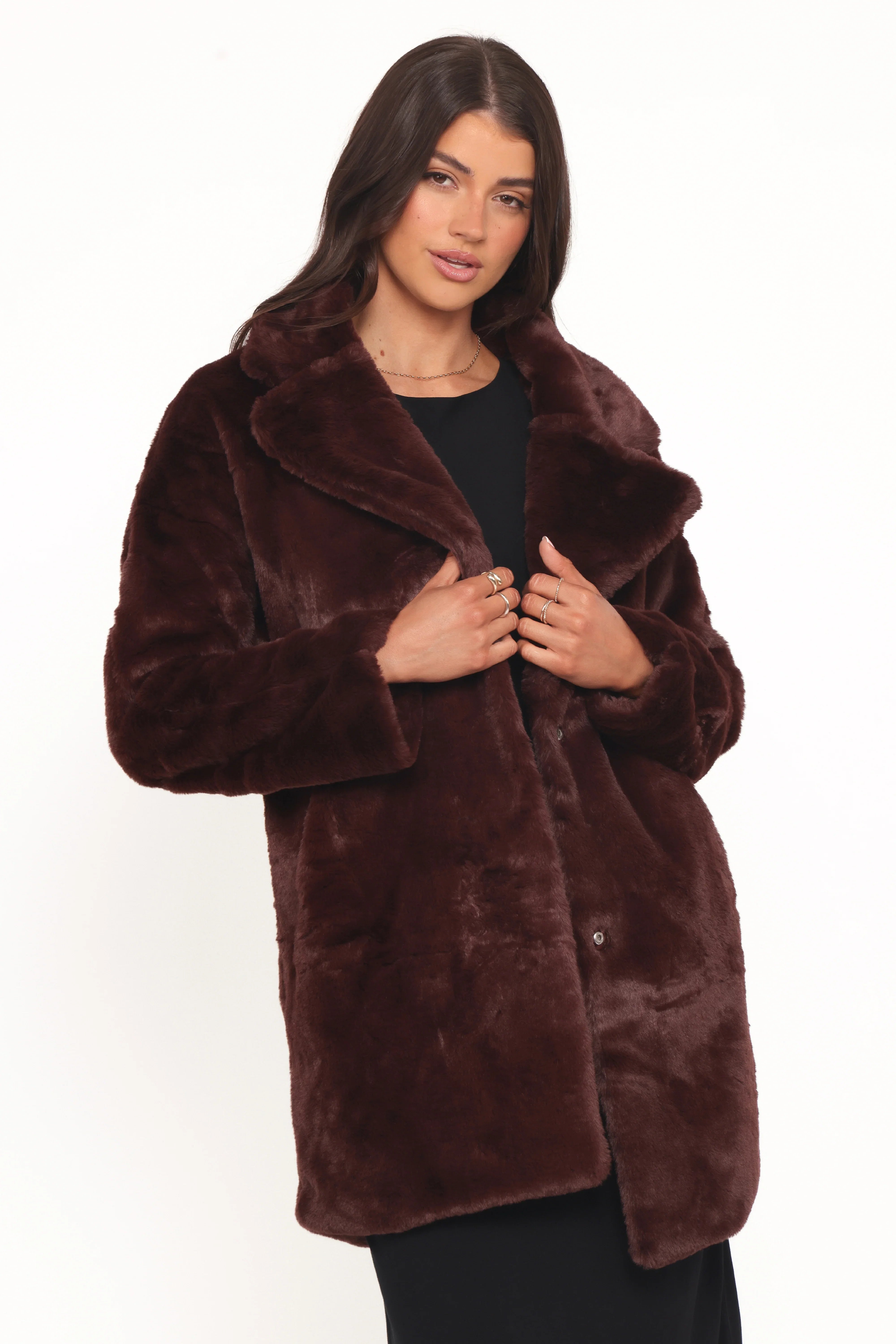 Meeka Faux Fur Jacket Burgundy
