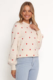 Xadie All Over Mini Heart Sweater Cream Red