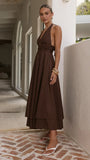 Kathy Halter Neck Maxi Dress Chocolate