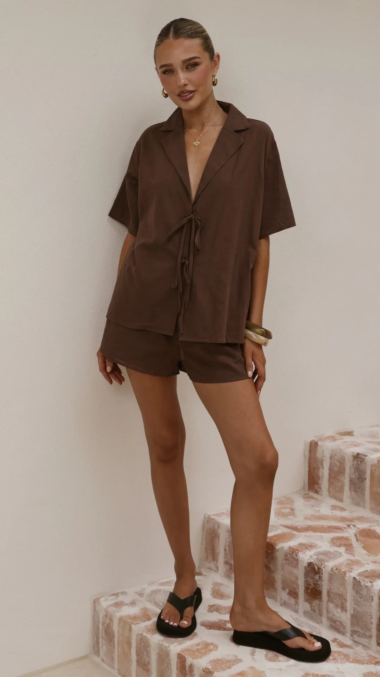 Vesper Top and Shorts Set Chocolate