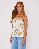 Honey Morning Floral Belted Peplum Top