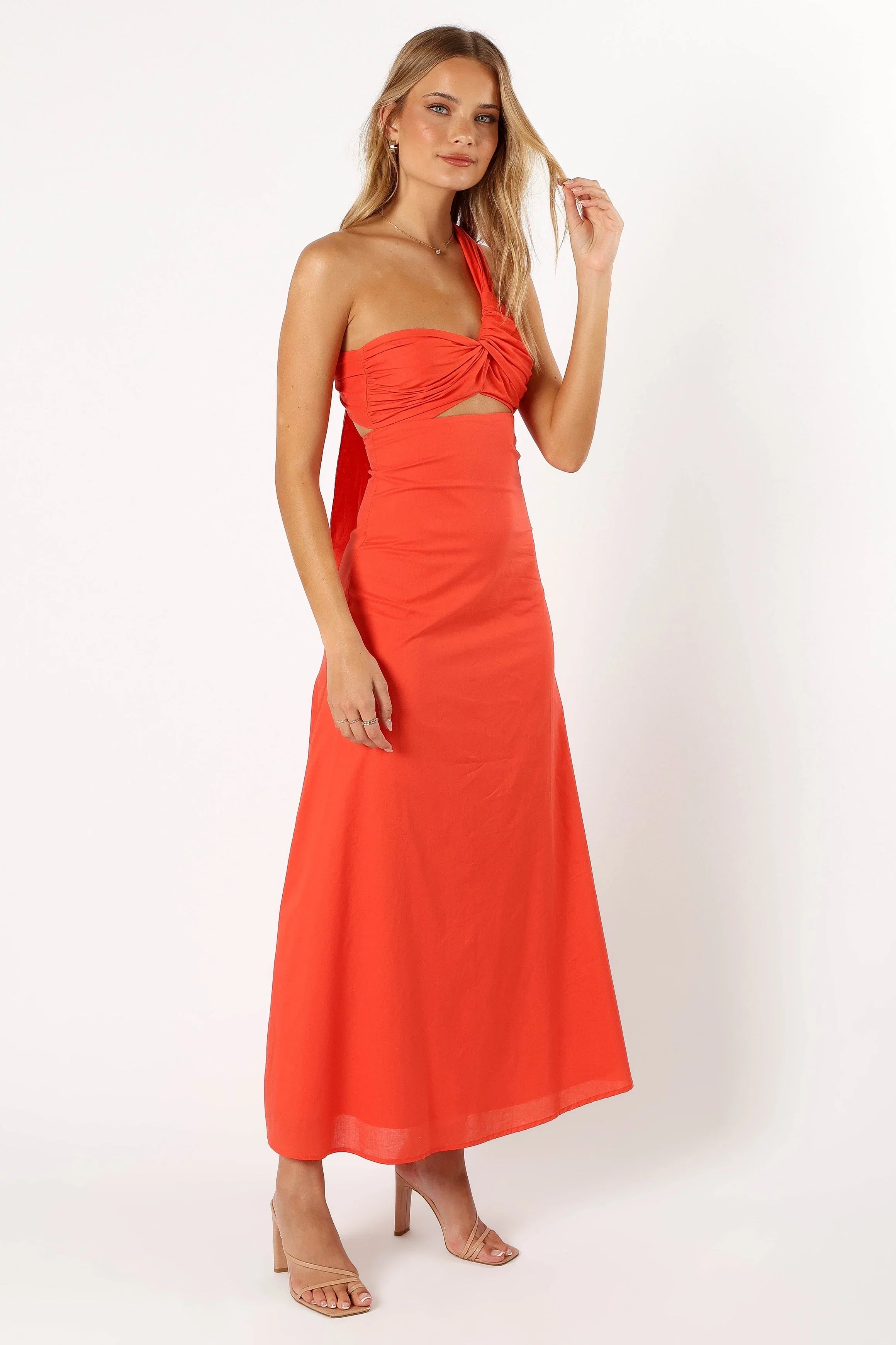 Luna One Shoulder Maxi Dress Tangerine