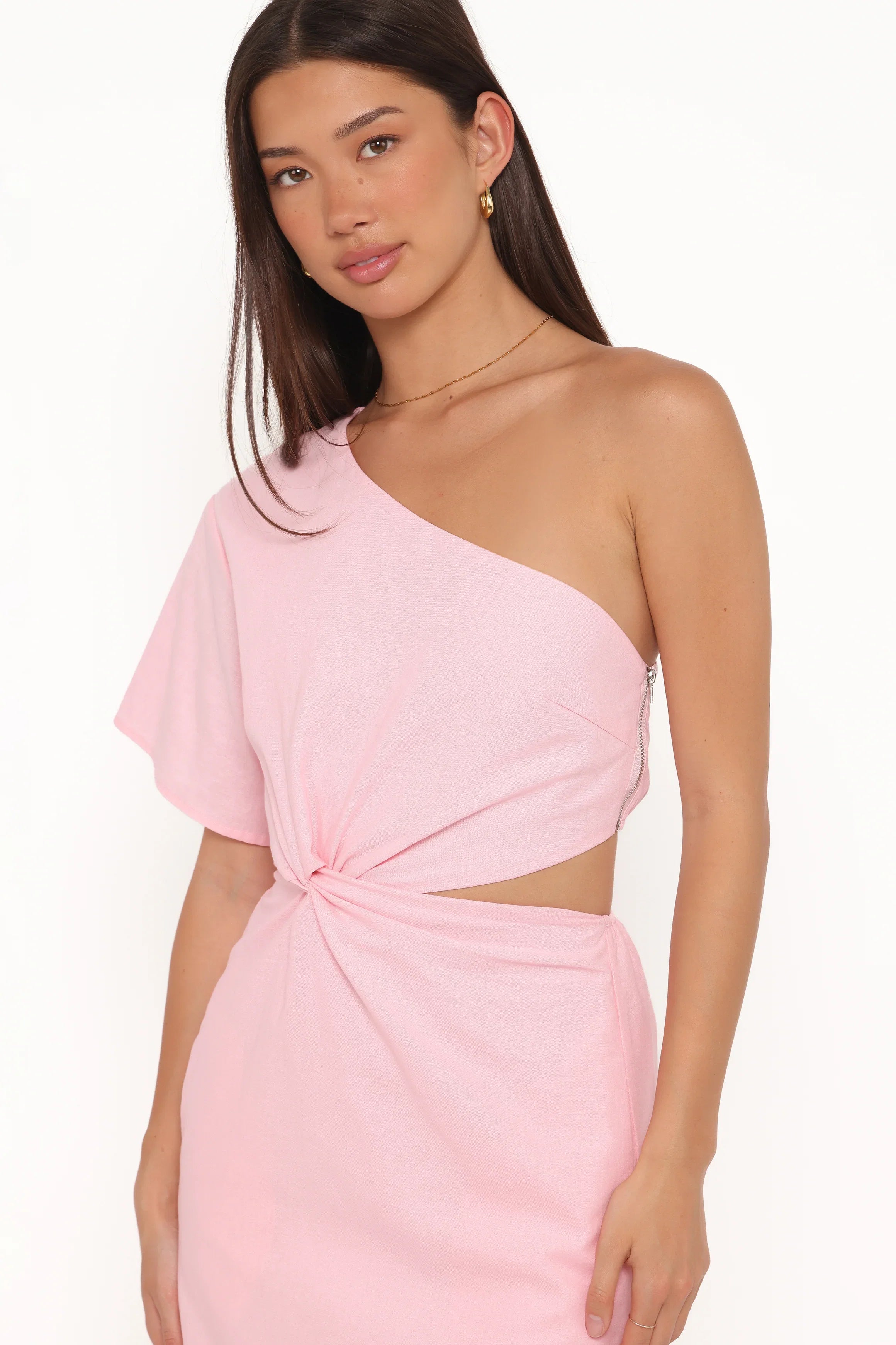 Samira One Shoulder Midi Dress Pink