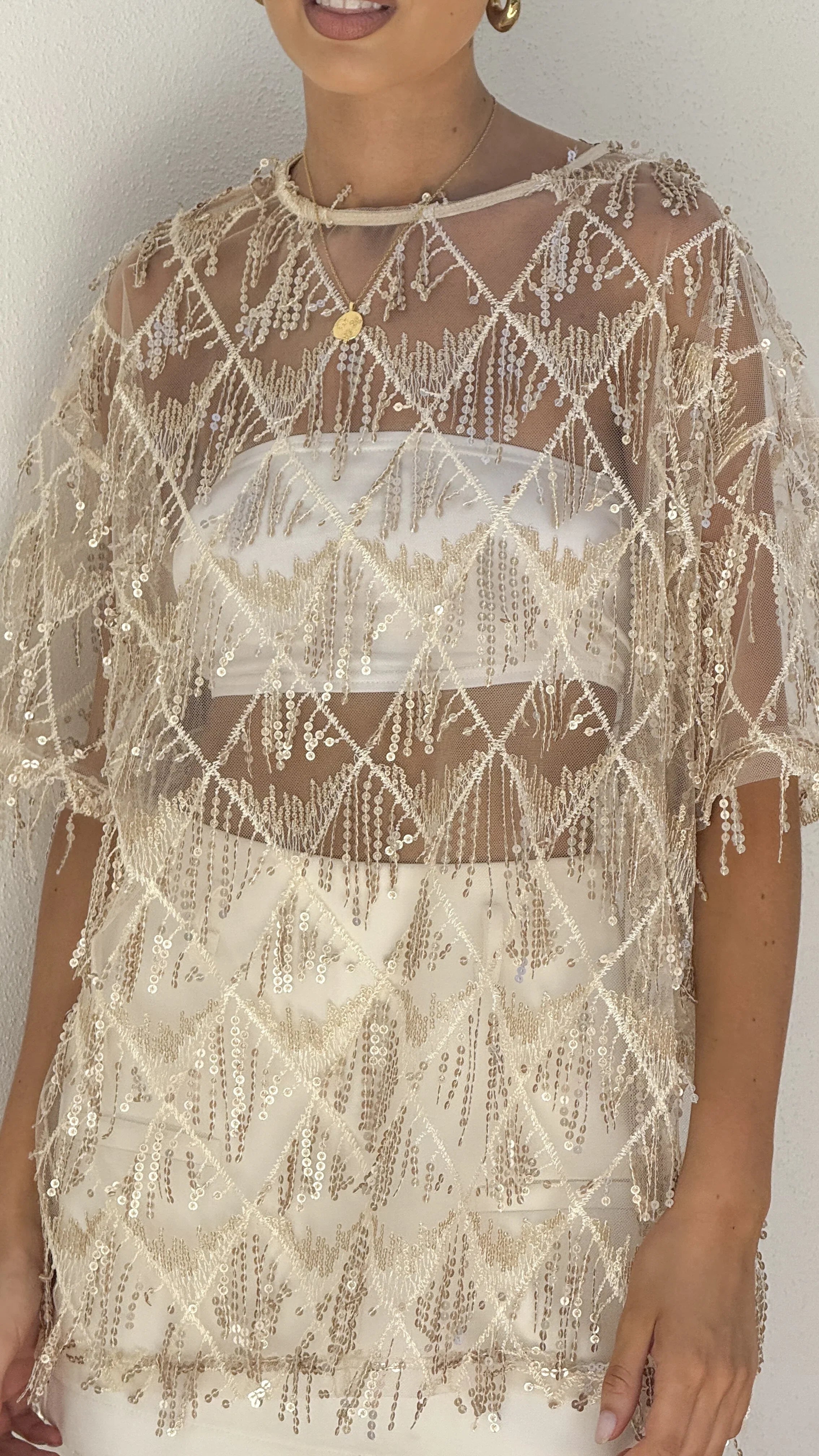 Lira Sequin Tee Gold