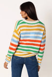 Sasha Multi Stripe Crewneck Knit Sweater Multi