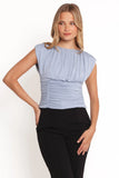 Hennie Ruched Knit Top Soft Blue
