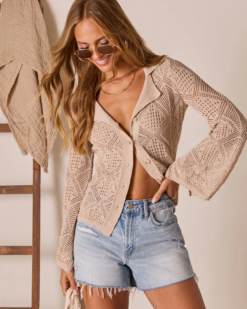 Kelson Crochet Button Down Top