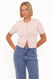 Monae Pointelle Button Up Top Pink