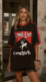 Long Live Cowgirls Oversized Tee Black Red