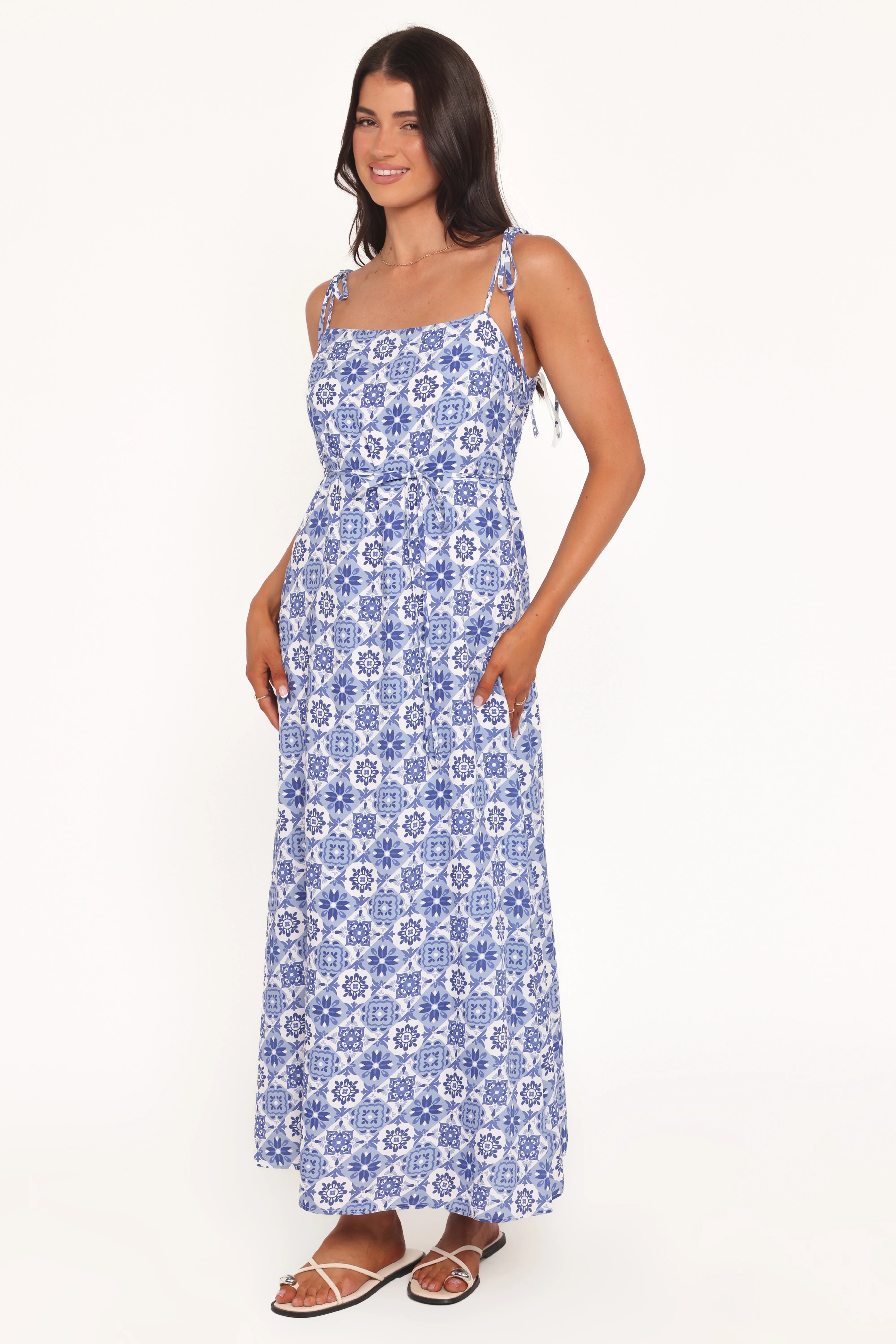 Aster Maxi Dress Blue Tile