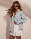 Wander West Denim Button Down Top