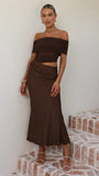 Daena Off Shoulder Maxi Dress Chocolate