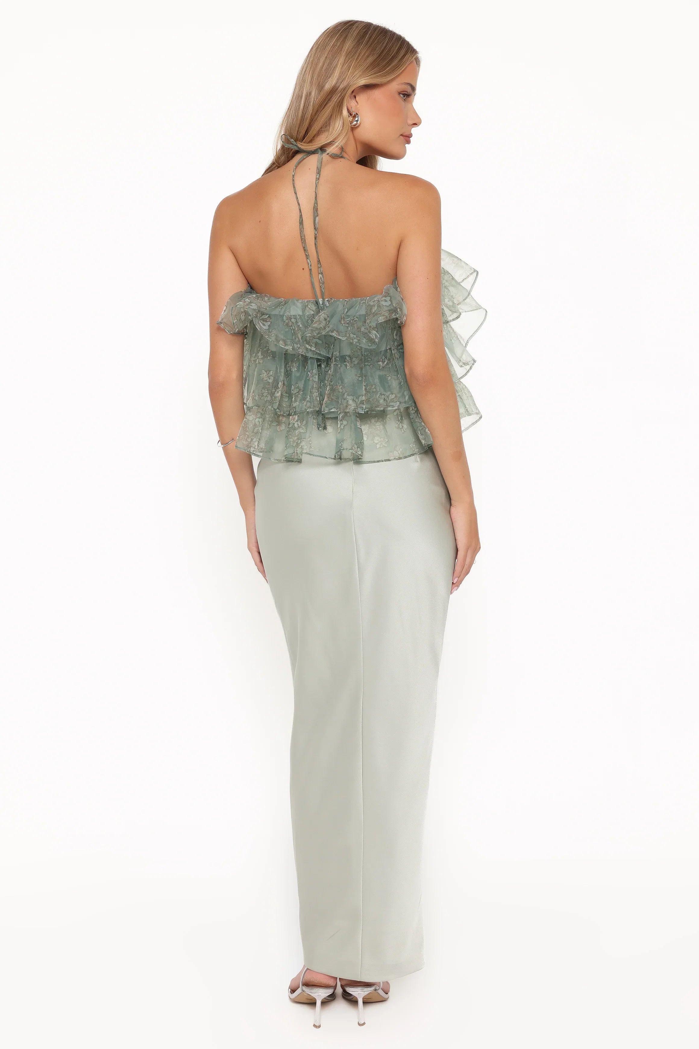 Viviana Fitted Column Skirt Mint Green