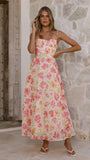 Rahima Maxi Dress Pink Yellow Flower