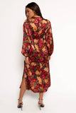 Zimmer Long Sleeve Maxi Dress Sangria Bloom