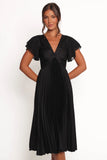 Nova Flutter Sleeve Midi Dress Black