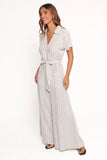 Daila Tie Waist Jumpsuit White Black