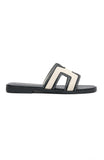 Sophia Canvas Sandals Black Natural