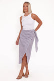 Jacey Wrap Midi Skirt Midnight Stripe
