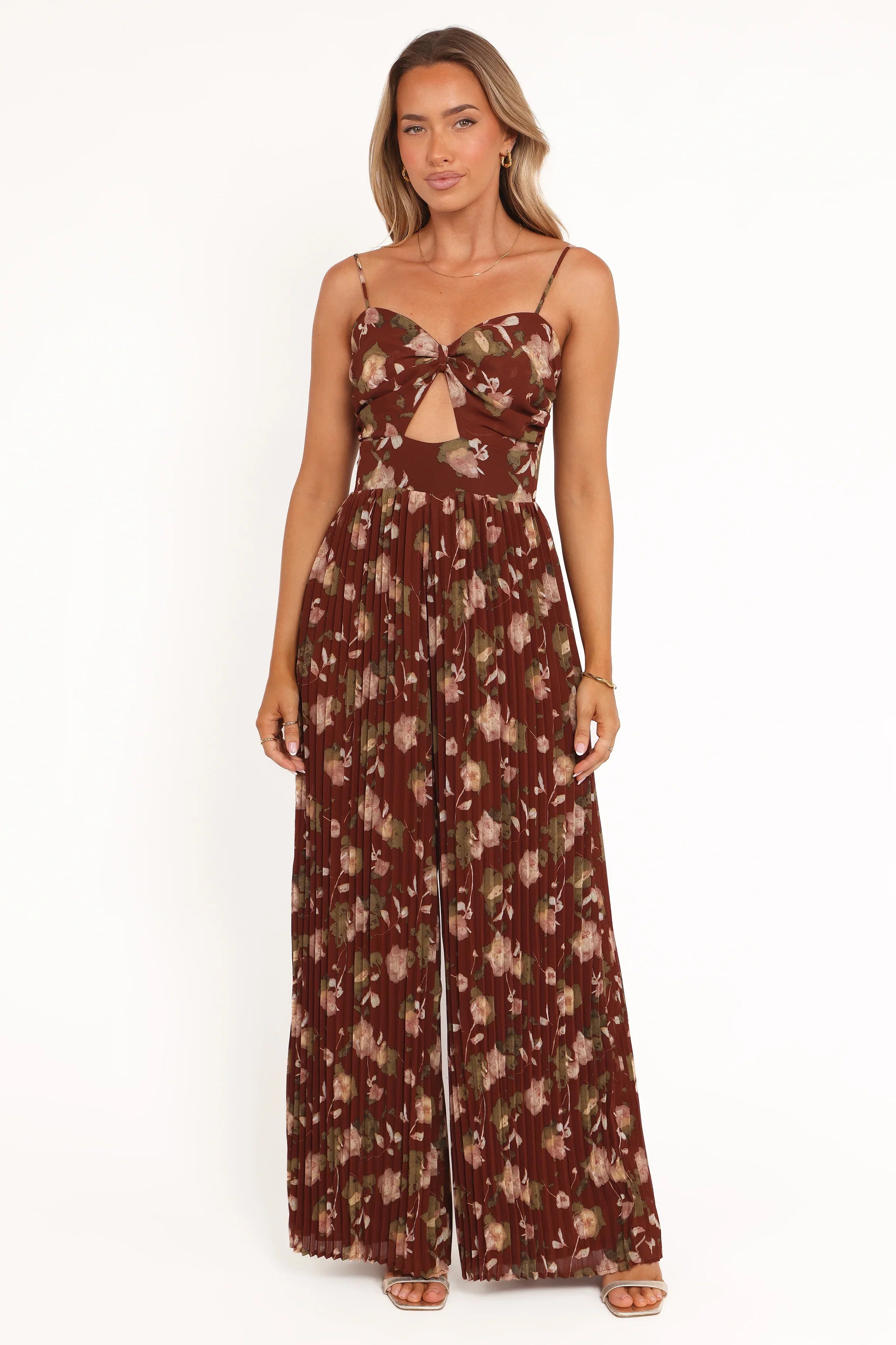Alice Wide Leg Jumpsuit Brown Floral