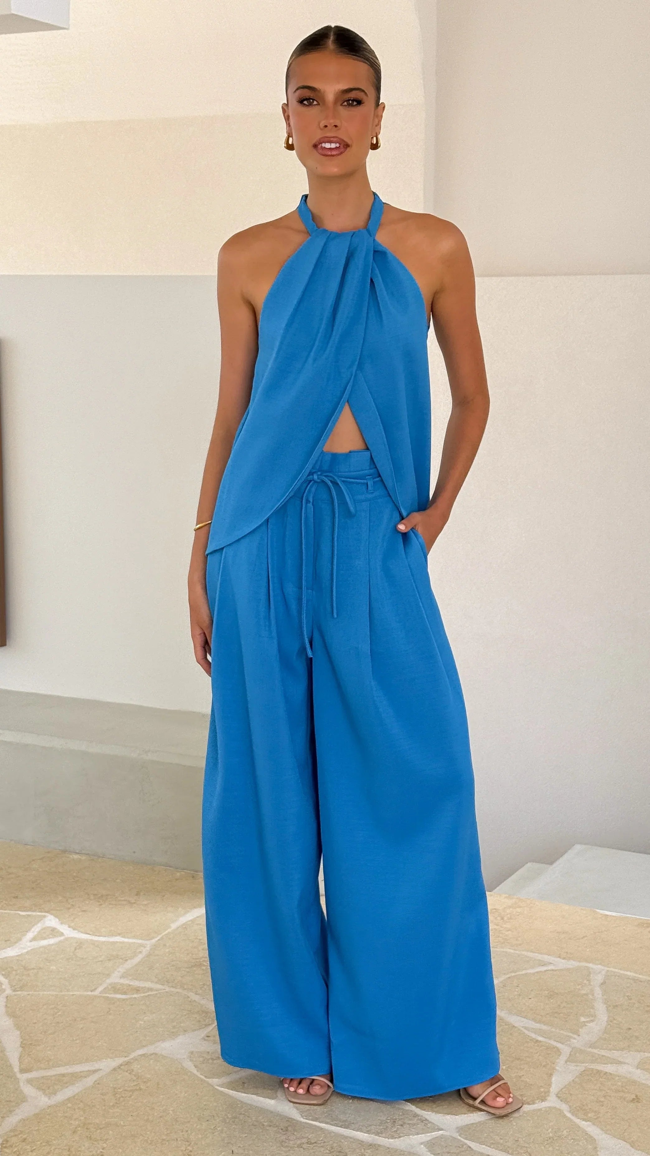 Melinda High Waist Pants Blue