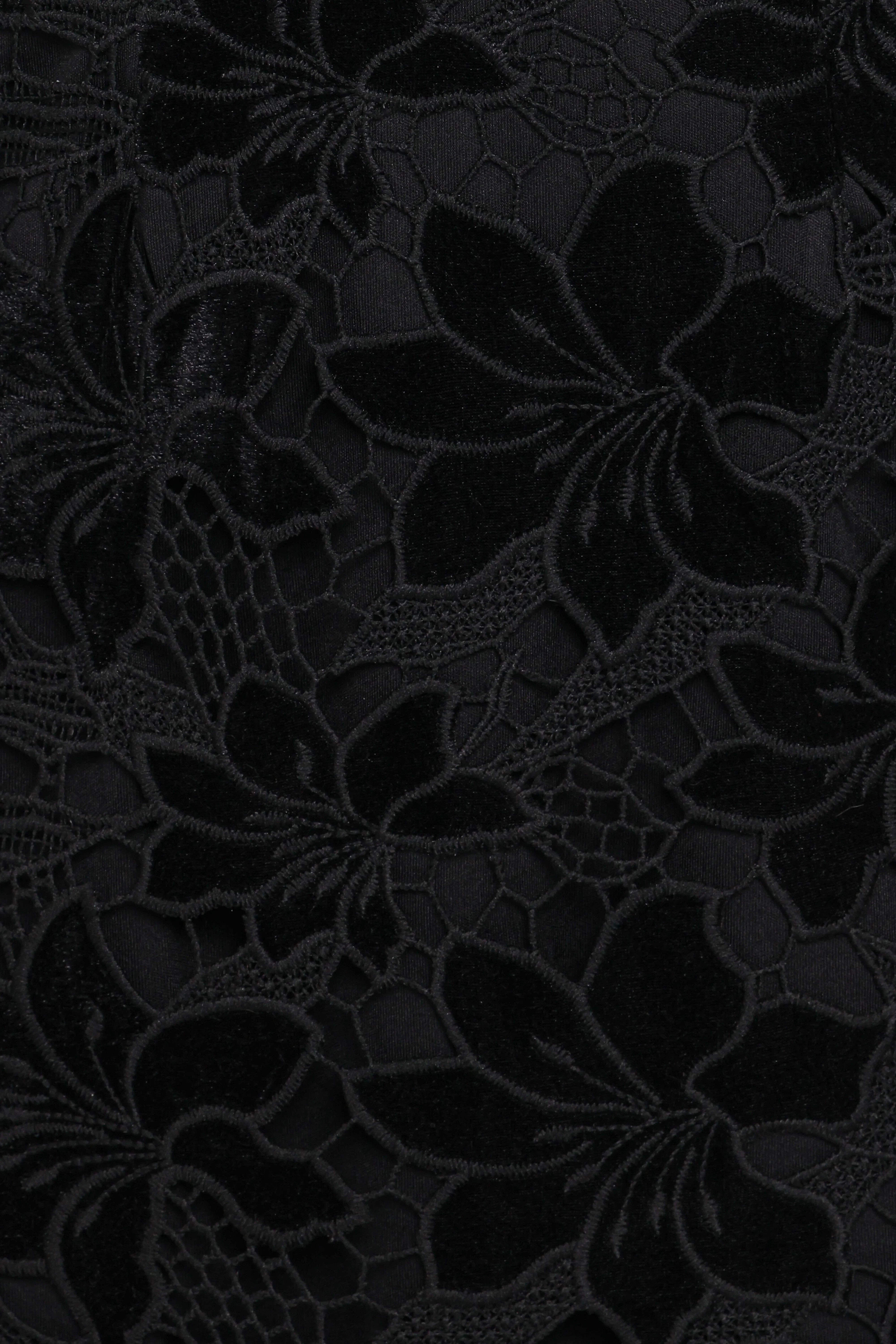 Cynthia Velvet Lace Mini Dress Black