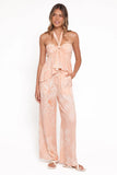 Lira Tie Waist Pant Peach Floral