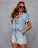 Tamia Cuffed Denim Romper