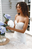 Melanie Strapless Midi Dress White