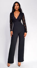 Aitana Lace Long Sleeve Jumpsuit Black