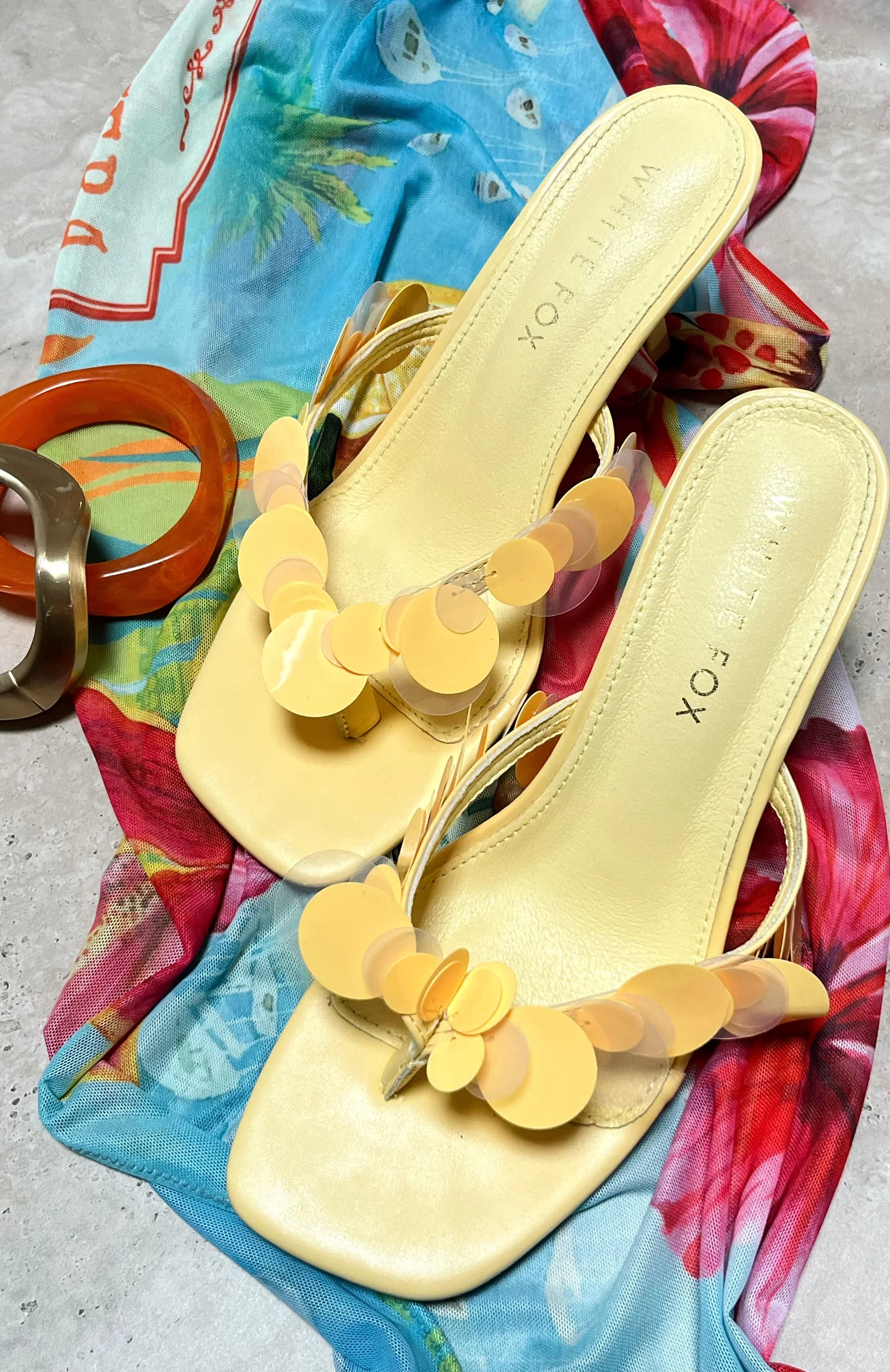 Imogen Sequin Mules Lemon