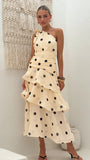 Cassandra Maxi Dress Cream Black Polka Dot