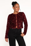 Scarlette Cropped Jacket Burgundy Sequin
