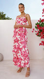 Odilia Maxi Dress Pink White Floral