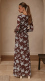 Adira Long Sleeve Top Chocolate Blue Print