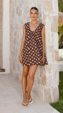 Vanessa Oversized Mini Dress Brown Polka