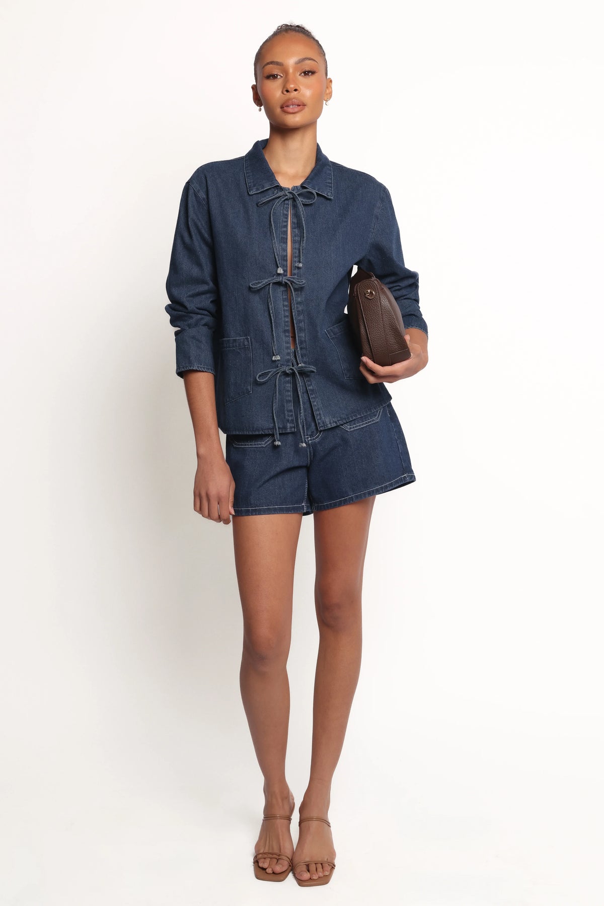 Avon Bow Front Denim Shacket Denim