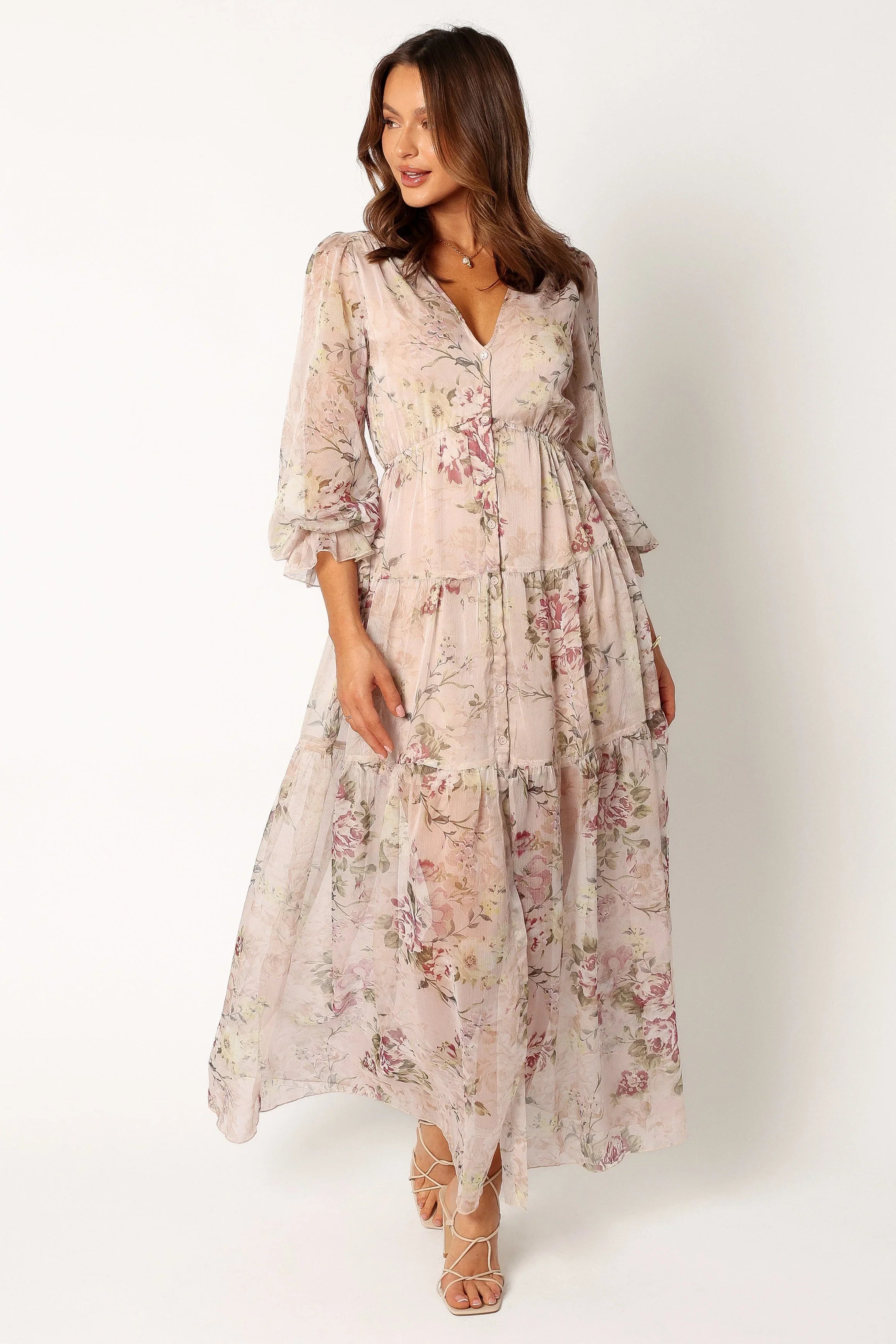 Maria Long Sleeve Maxi Dress Cream