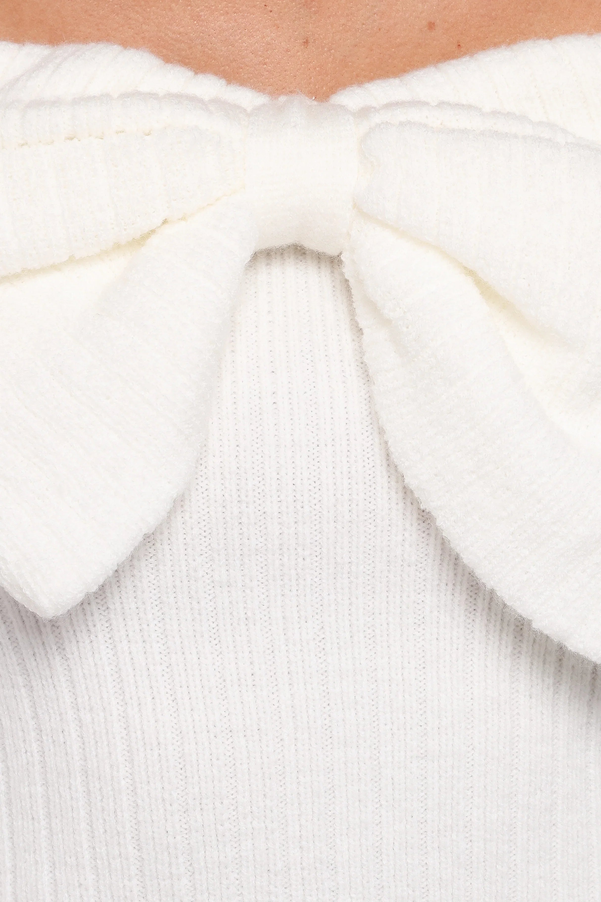 Helene Bow Off Shoulder Knit Sweater Ivory