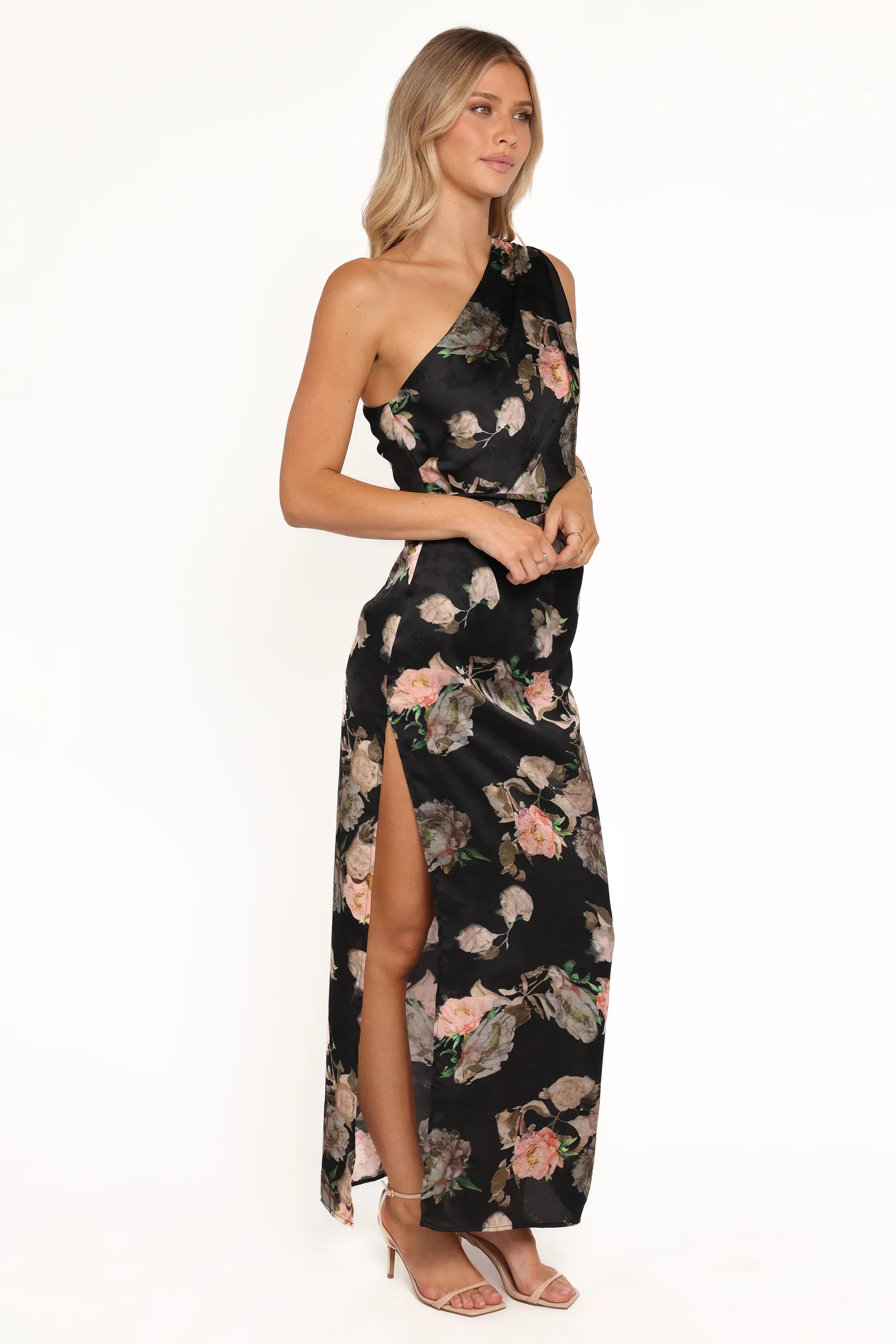 Nadia One Shoulder Maxi Dress Blurred Floral