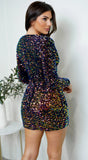Verity Multi Color Sequin Mini Dress Navy